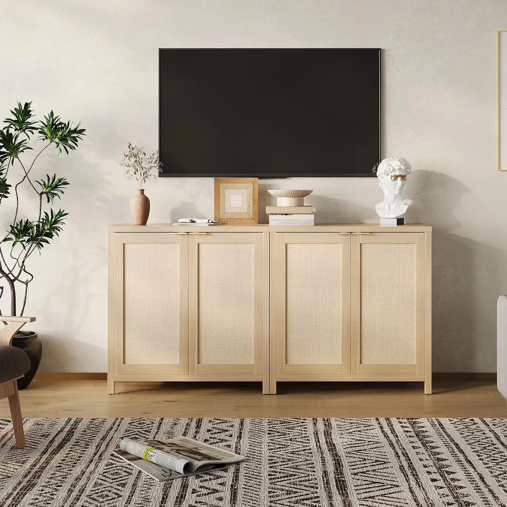 Buffet bois gain de place - Solution de rangement avec étagères 90 cm