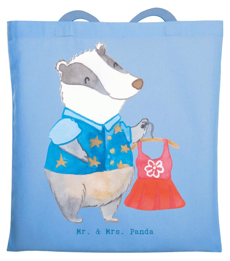 Mr. & Mrs. Panda Tote Bag Modeverkäuferin Herz - Sky Blue - Geschenk, Shopping Tasche, dokumententasche, Fashion Store, Jutebeutel, Verkäuferin, ...