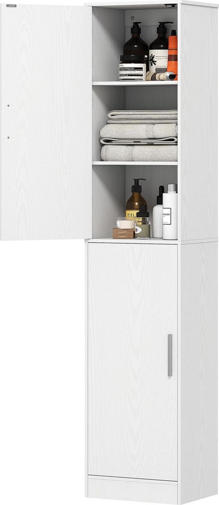HOMCOM Badezimmerschrank Badschrank hoch schmal mit 2 Türen Produktbild 
