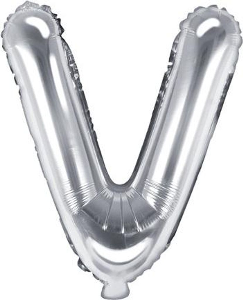 Folienballon Buchstabe „V“, 35cm, silber (1 Karton / 50 Stück)