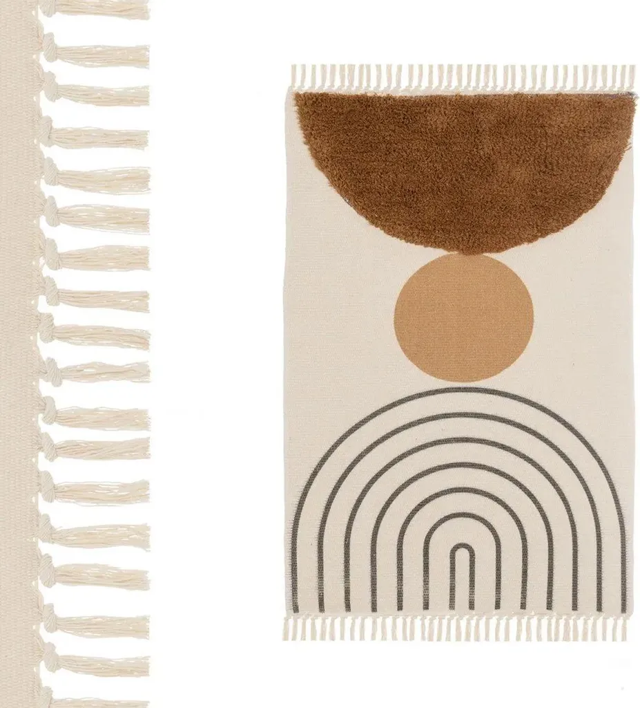 Tapis de Salon à Franges Beige Marron 120x180 cm - Design Texture Douce - 4