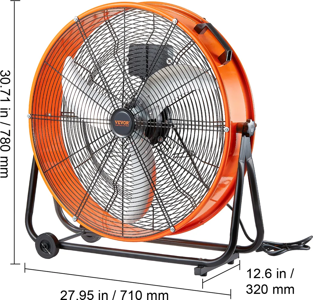 VEVOR Ventilateur de Sol Industriel 8600 CFM avec Inclinaison à 360° - 8