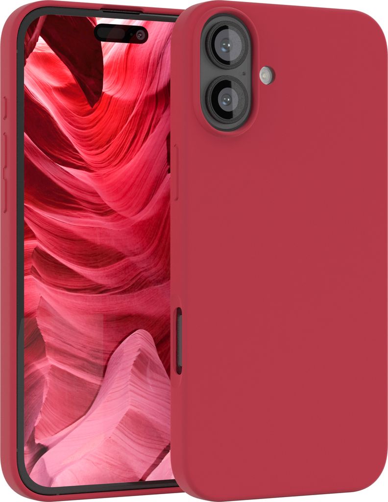 EAZY CASE Silikonhülle für Apple iPhone 16 Plus Silikon Backcover Schutz in Rot