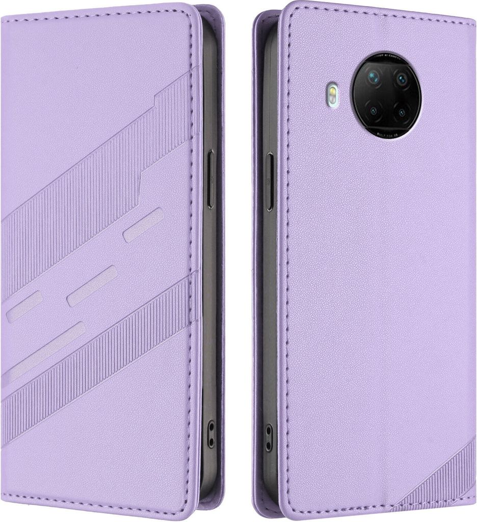 Hülle für Xiaomi Mi 10T Lite 5G, Kunstleder Brieftaschen Handyhülle mit Kartenfach und Standfunktion Violett