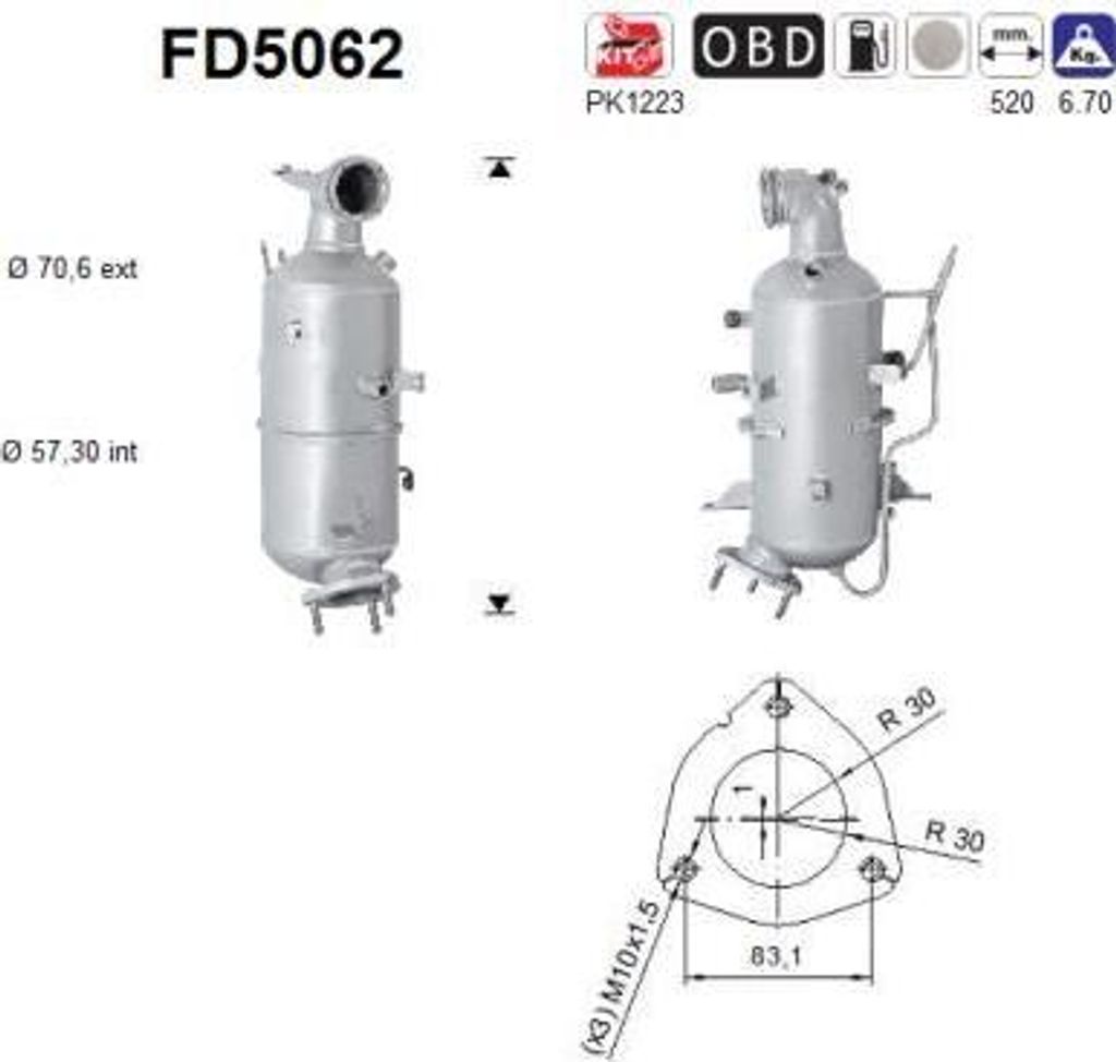 AS FD5062 Ruß-/Partikelfilter, Abgasanlage OE 25184392 kompatibel mit Captiva, Antara