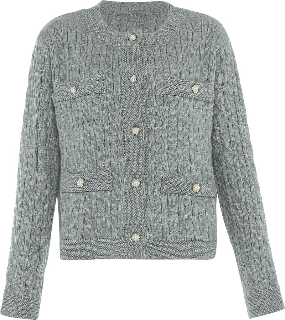caspio damen pullover - hellgrau melange, M/L