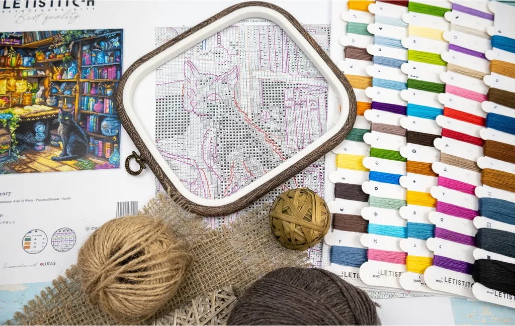 Canevas point de croix compté Bibliothèque enchantée Letistitch 29cm - 3