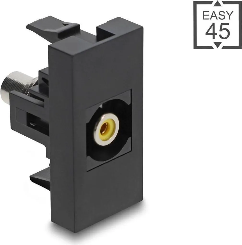 Connecteur RCA Easy 45 jaune noir pour réparer ou créer une prise murale