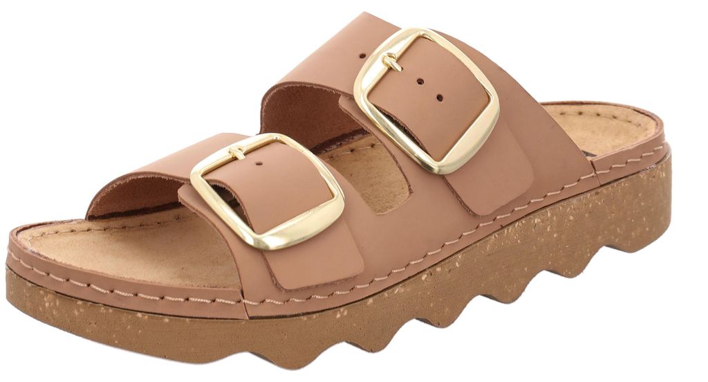 Rohde Damen Pantolette Leder Zweischnaller mit Plateausohle Alassio 6229, Größe:41 EU, Farbe:Braun
