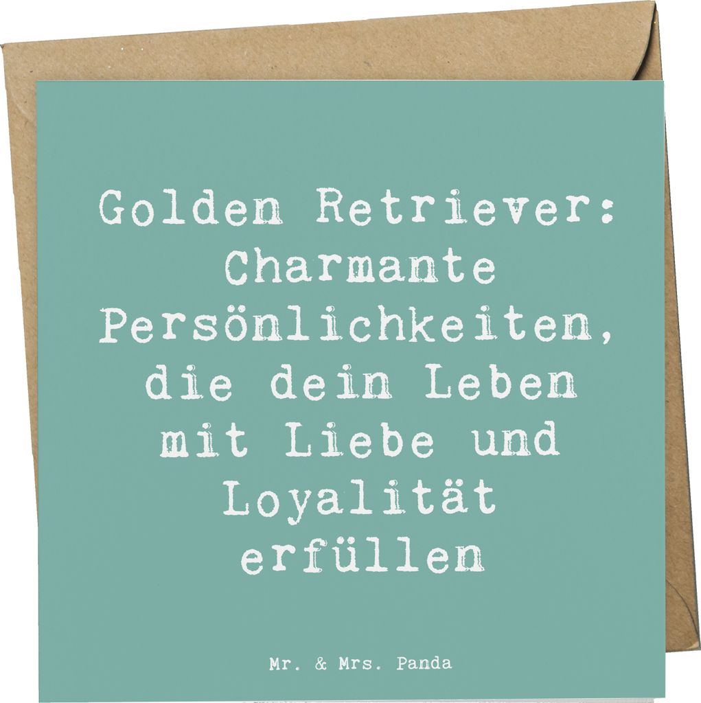 Mr. & Mrs. Panda Glückwunschkarte Spruch Golden Retriever Charme - Meeresbrise - Geschenk, Hund, Hunderassen, Klappkarte, aktiver, Spielhund, Gru...