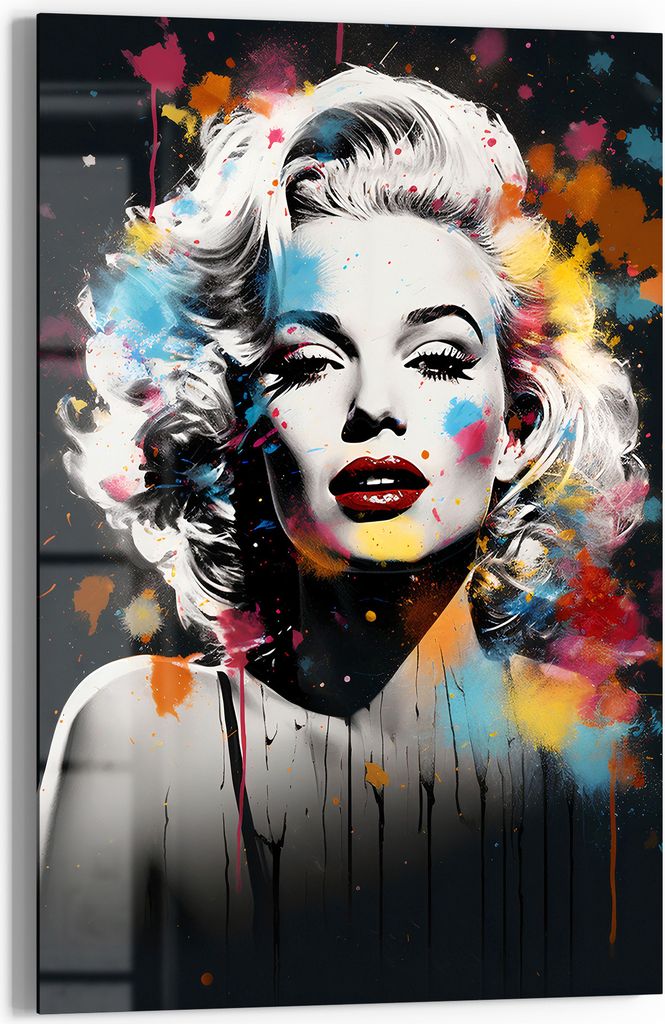 DEQOART Glasbild Echtglas 60x90 cm 'Ikone im Farbregen' Wandbild Bild modern Deko