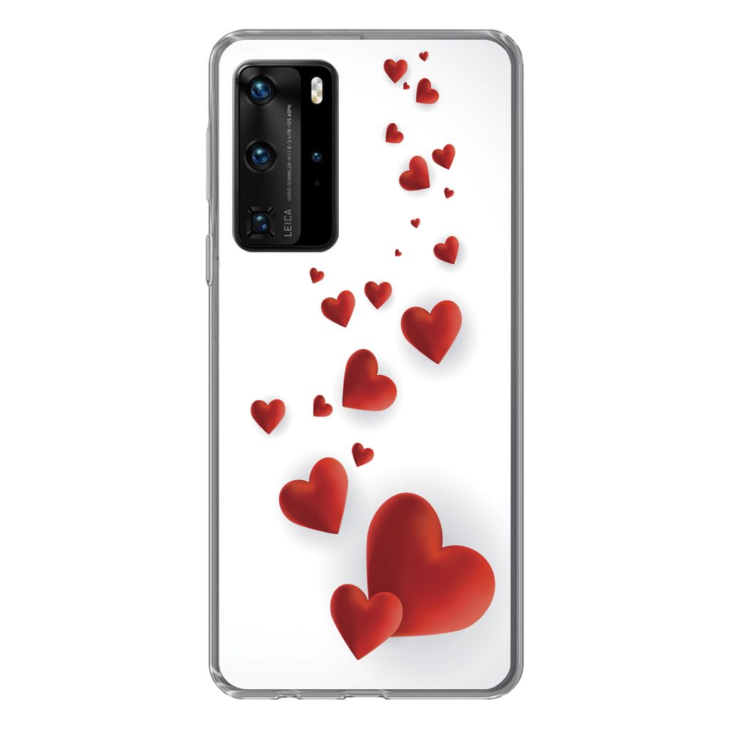 MuchoWow Handyhülle Schutzhülle Hülle für Huawei P40 Pro Eine Illustration eines Pfades der Herzen Silikon Softcase Handy Hülle - Schutz