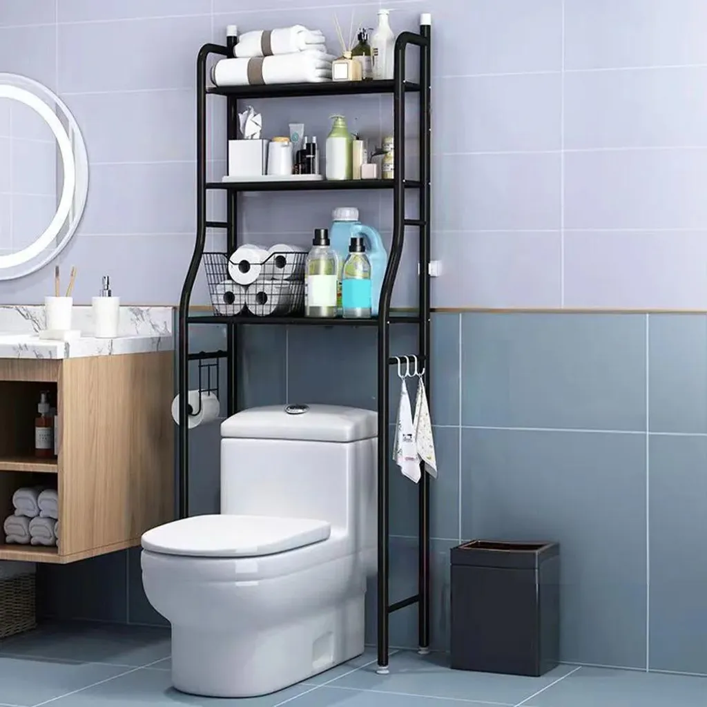 Organisateur de douche en fer noir à monter pour optimiser l'espace