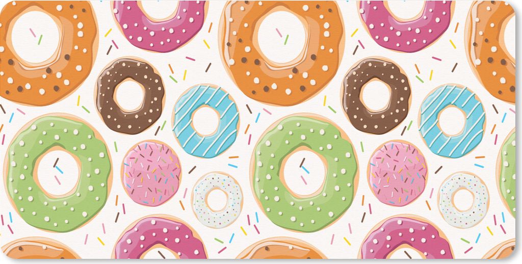 MuchoWow Mauspad Mousepad Teeny - Donut - Schnittmuster 60x30 cm - Mousepads - Maus Mat - Pad - Mausunterlage - Nachhaltig