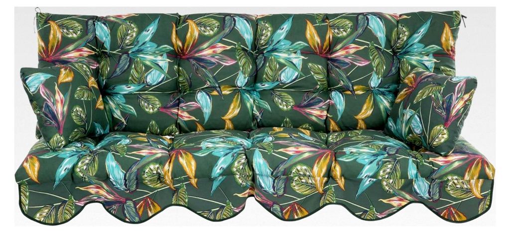 Auflage für Hollywoodschaukel 170x50 cm Bora Bankauflage für Sitzfläche und Rückenlehne mit Schnüren und Volant