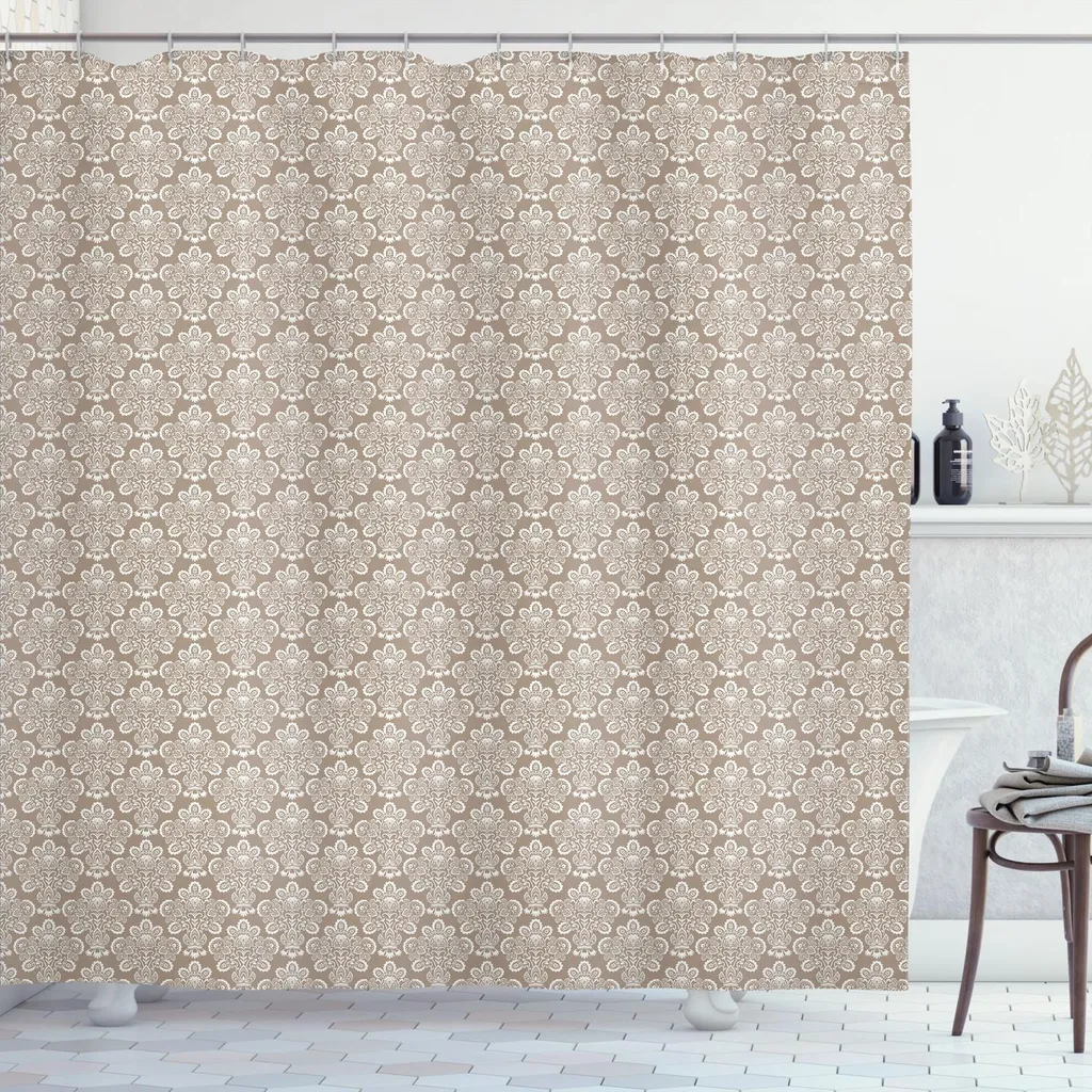 Tenda per Doccia Vintage ABAKUHAUS Lavabile 175x200 cm - Taupe