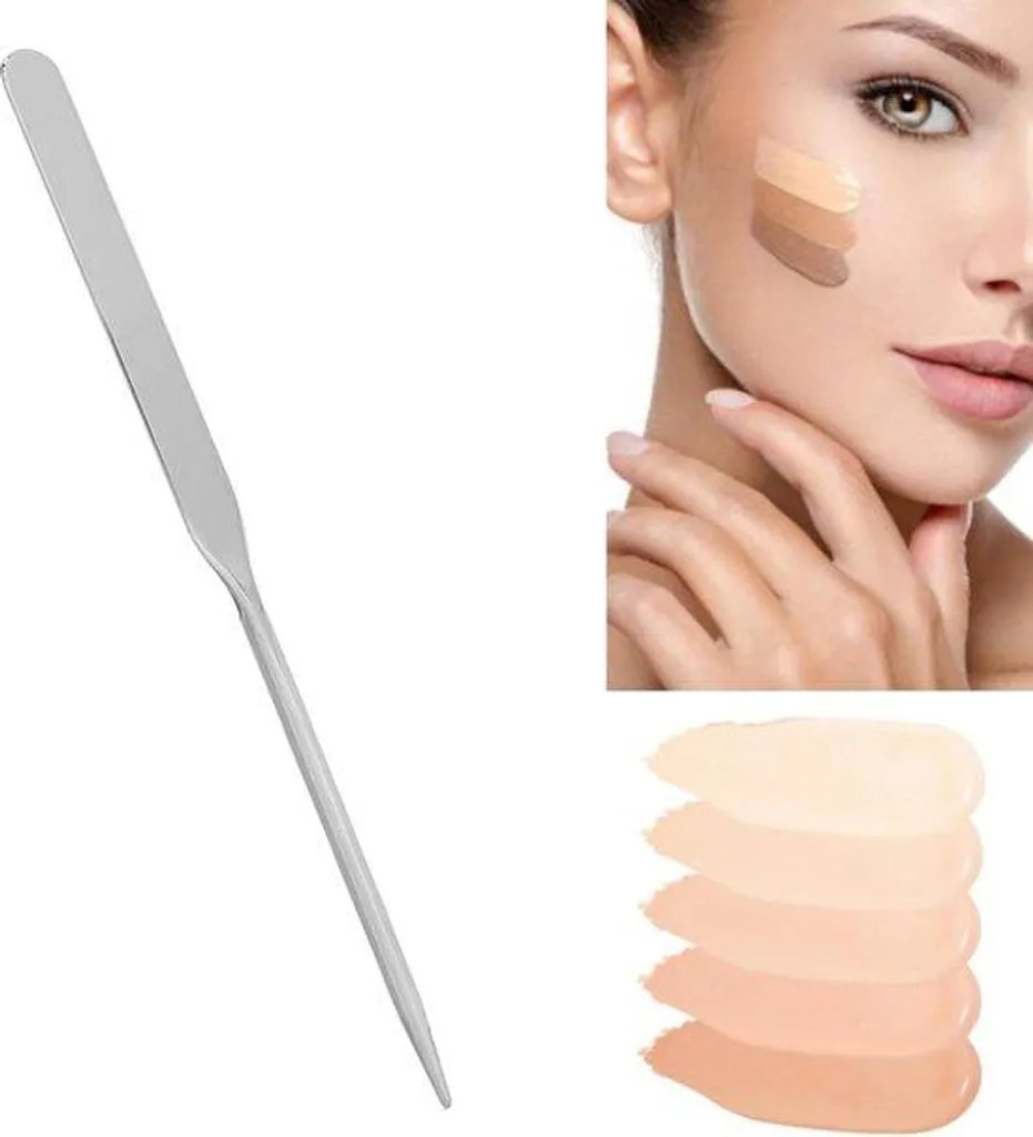 Spatule fond de teint ergonomique en acier poli pour nail art Pro