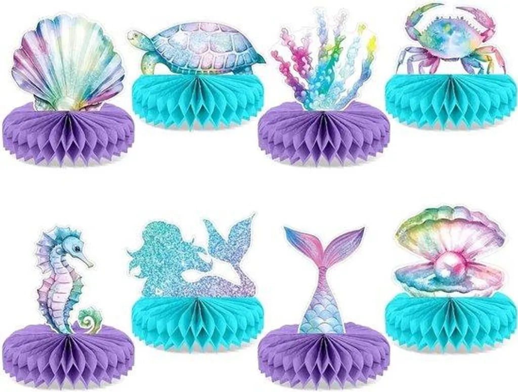 Centres de table sirène et décors floraux océan pour Baby Shower