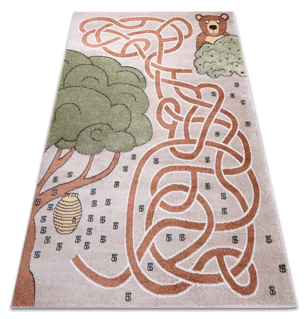 Teppich FUN Honey für Kinder, Bär, Bienen beige Mehrfarben 280x370 cm