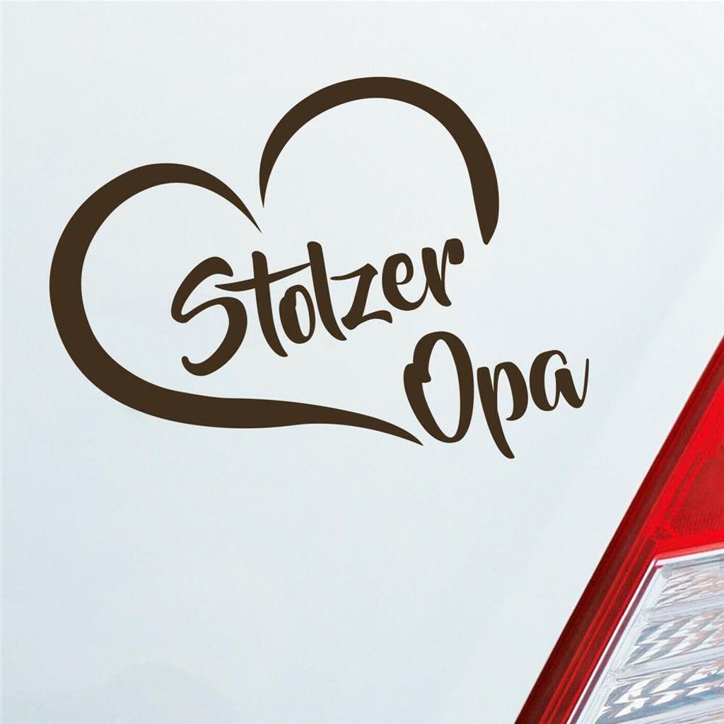 Auto Aufkleber Stolzer Opa Liebe Herz Großvater Enkel 12x10 cm Braun Sticker Heckscheibenaufkleber