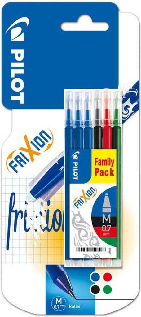 Pilot Frixion Ball, Clip, Stick-Kugelschreiber, Nachfüllbar, Schwarz, Blau, Grün, Rot, 6 Stück(e), Medium