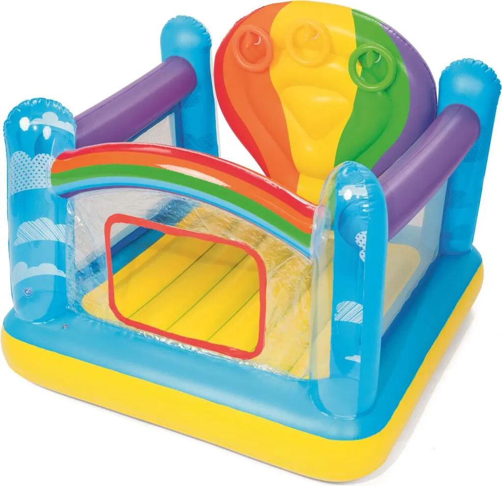 Trampoline Gonflable avec Parois de Sécurité et Jeu d'Anneaux 52269