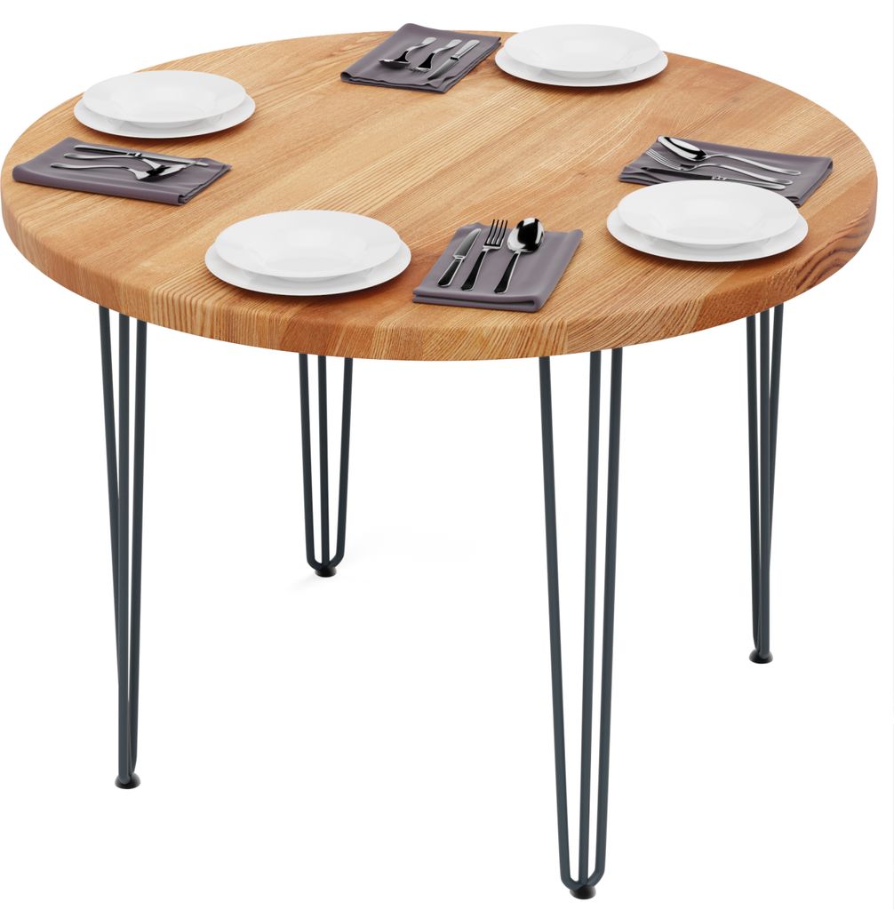 LAMO Manufaktur Esstisch rund 100 cm | Wohnzimmertisch Holz, Bistrotisch | Runder Tisch für Küche, Restaurant | Stärke: 40mm, Farbe: Dunkel, Bei...