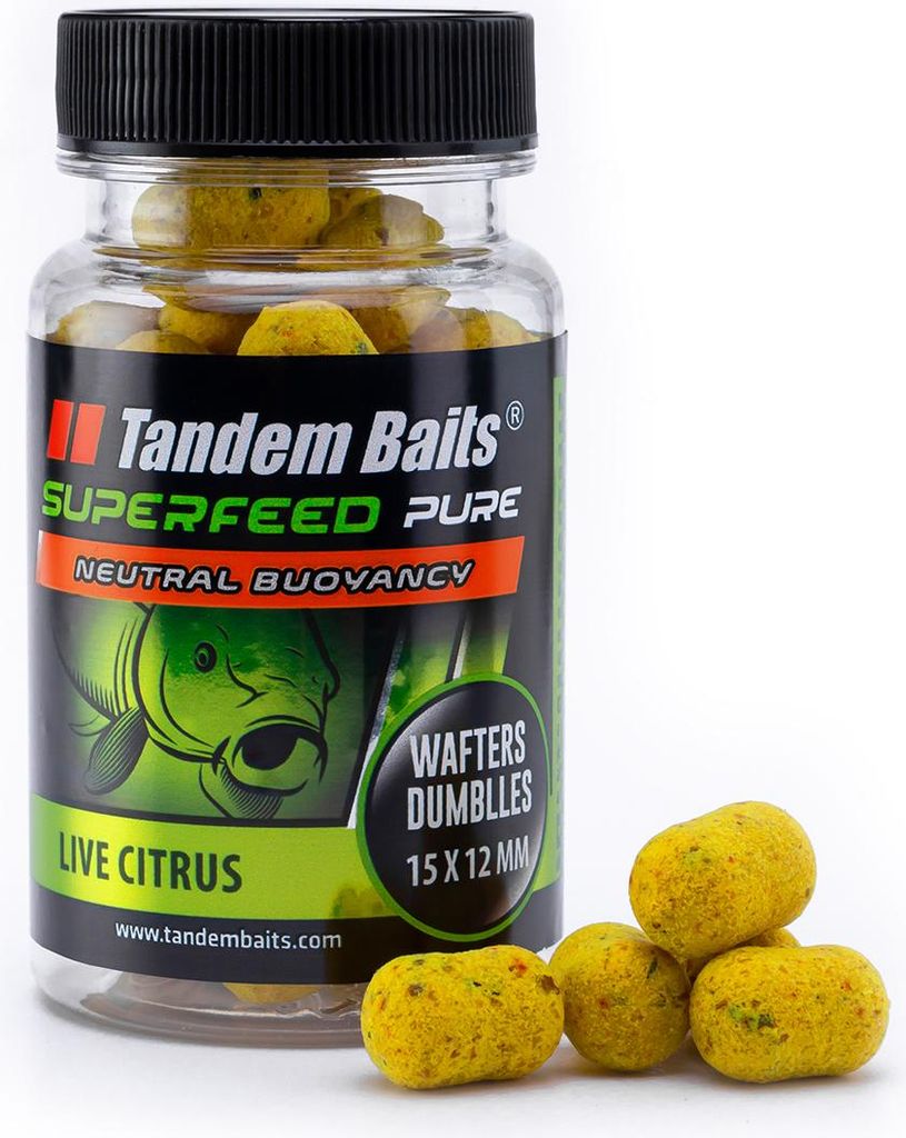 Tandem Baits SuperFeed Pure Dumbells Wafters Lebhafte Zitrusfrüchte, Karpfen Angeln ohne Mühe, Boilies Köder Große-Fische-Angeln, Karpfenzubeh...