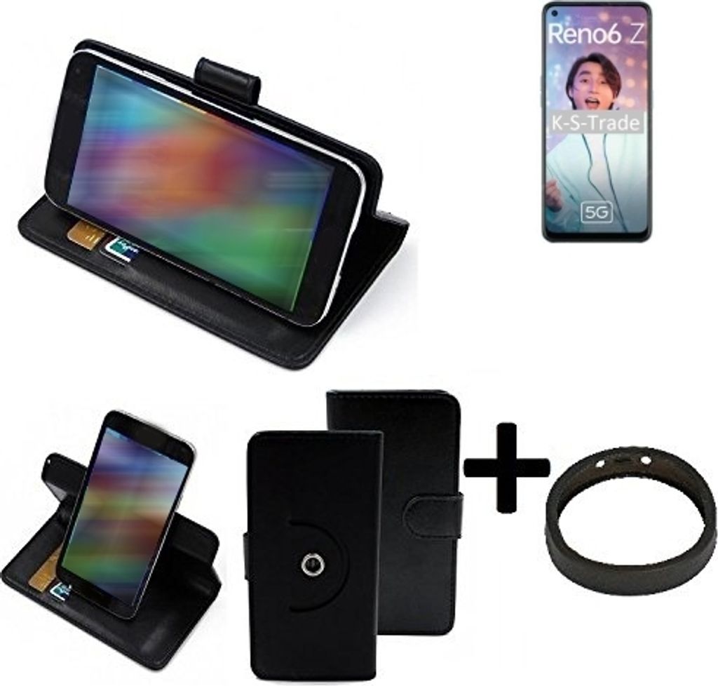 K-S-Trade Case Schutz Hülle kompatibel mit Oppo Reno6 Z 5G + Bumper Handy Hülle Flipcase Smartphone Cover Handy Schutz Tasche Walletcase schwarz