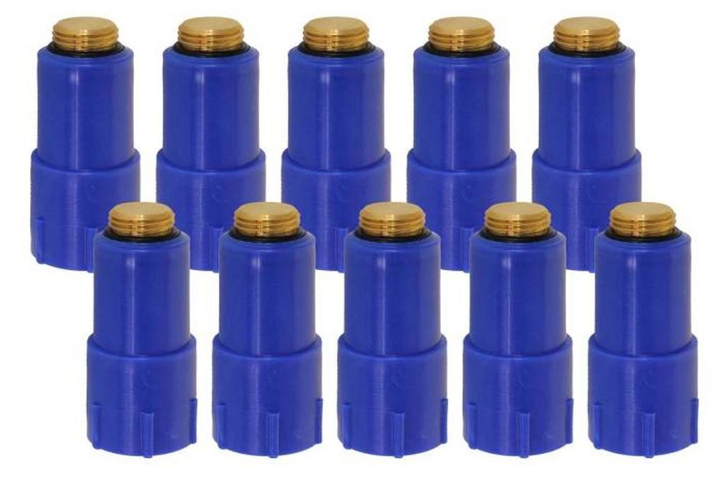 Baustopfen blau 1/2 Zoll mit Messinggewinde Set 10 Stück Produktbild 