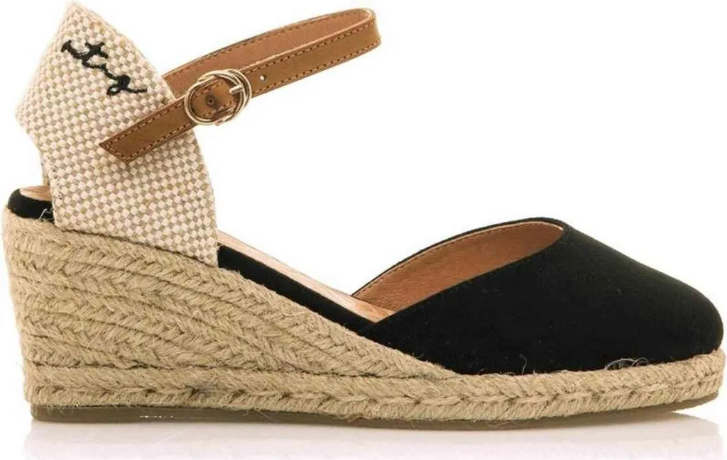 Espadrilles plates noires Mustang 52194-C55553 en toile - Taille 39