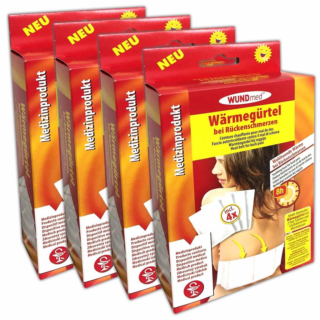 4er Set Wärmegürtel mit 16 Wärmekissen Wärme Rückengurt Produktbild 