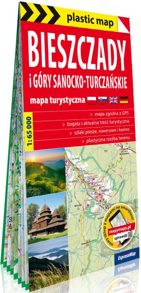 Bieszczady i Góry Sanocko-Turczańskie foliowana mapa turystyczna 1:65 000