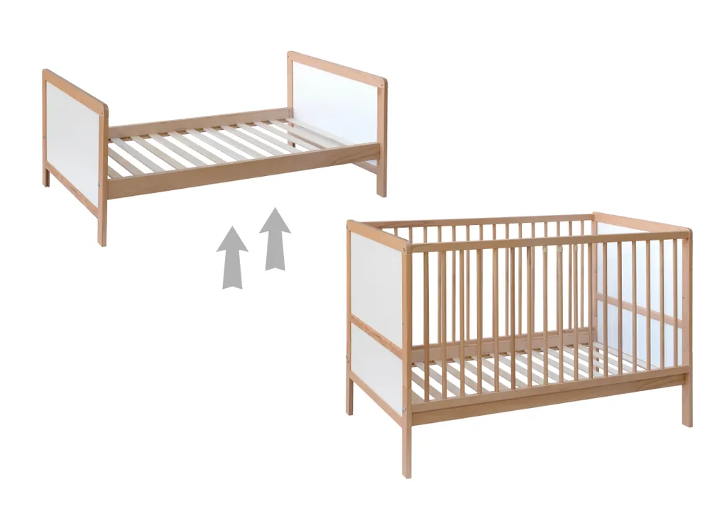Lit bébé hêtre massif Nelly transformable en lit junior cachemire - 10