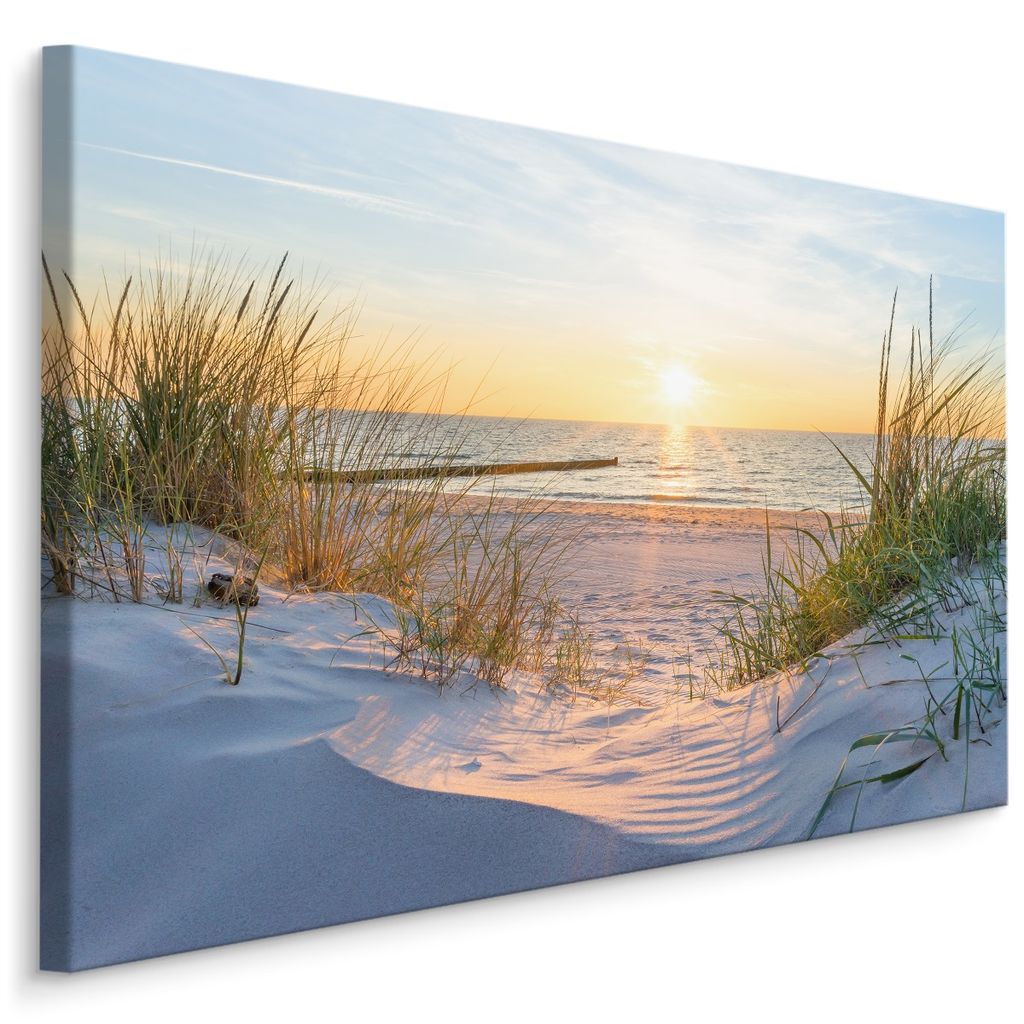 Bilder auf Leinwand Poster Wandbild Strand Dünen Nordsee  XXL 160 cm*80 cm 732 