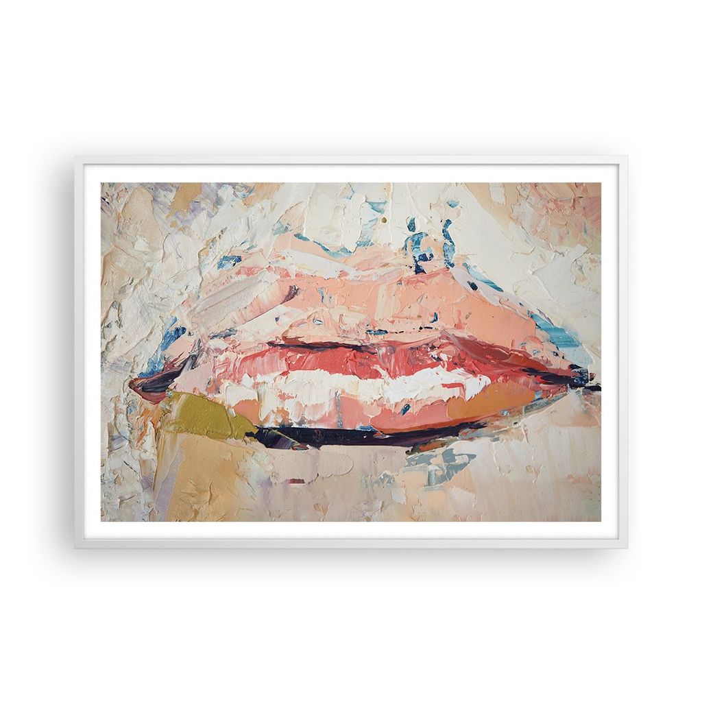 Gerahmtes Poster - Weißer Rahmen - Mund pastos Stück - 100x70 cm - Wand Bild - Wanddeko - Wandbilder - Kunstposter - Wandposter - Bilderrahmen - ...