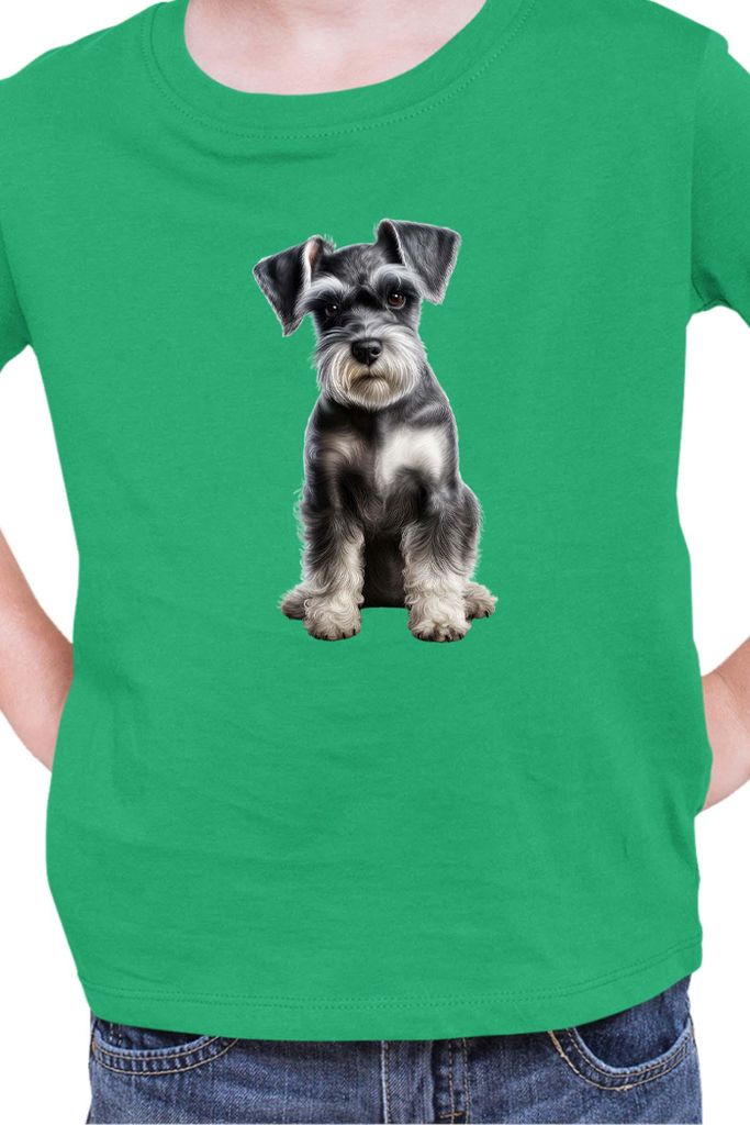Kinder T-Shirt Dogs Breeds Miniature Schnazuer Dog Breed 006, 5-6 Jahr - 116 / Grün