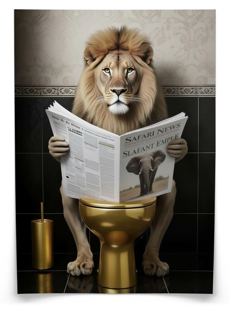 Muralo Poster für WC Badezimmer LÖWE in Toilette Zeitung Produktbild 