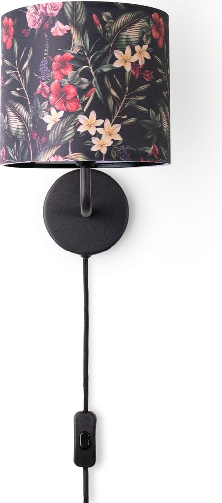 Tischlampe Schreibtischlampe Wandlampe Stoff Nachttisch E14 Blumen Jungle Deko