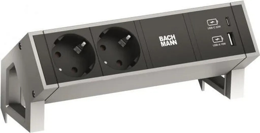 Prise de bureau USB C 22W et double secteur Bachmann DESK2 Modèle 902901