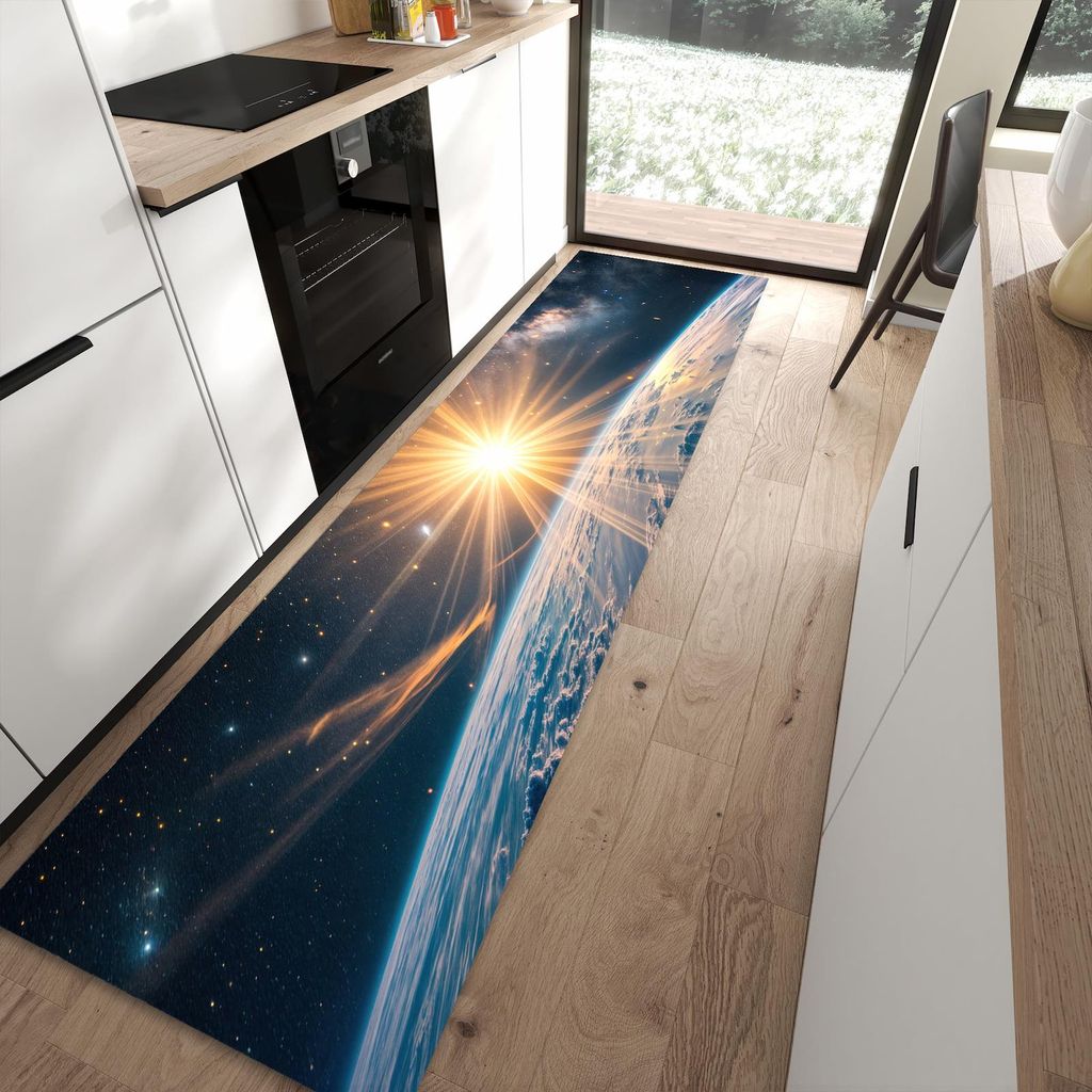 Küchenteppich 80x300cm rutschfest & abwischbar PVC Läufer - Erde von Sonnenaufgang