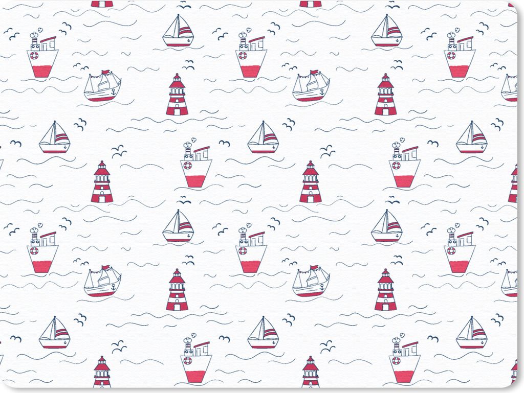 MuchoWow Mauspad Mousepad Schiffe - Leuchtturm - Muster 40x30 cm - Mousepads - Maus Mat - Pad - Mausunterlage - Anti Rutsch