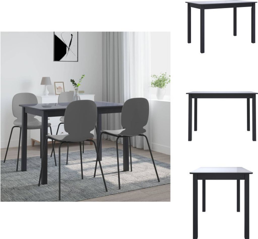 vidaXL Esstisch Schwarz 114x71x75 cm Gummiholz Massiv - Esstische
