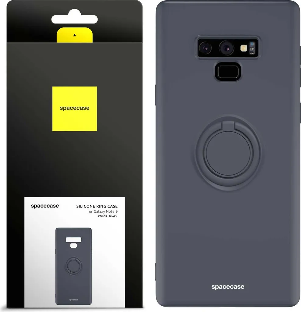 Cover Elegante SPACECASE Nera con Anello per Samsung Note 9