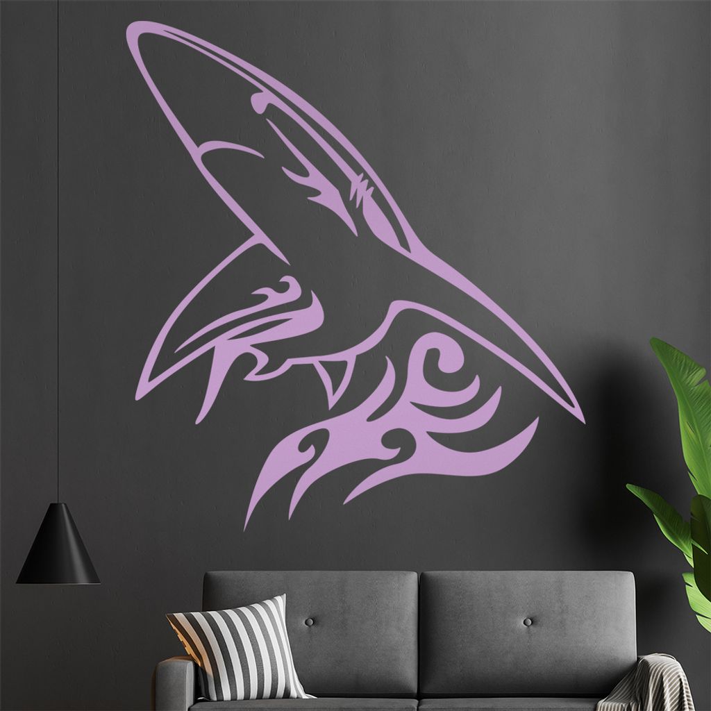 Tribal Hai Wandtattoo in 6 Größen - Wandaufkleber Wall Sticker - Dekoration, Küche, Wohnzimmer, Schlafzimmer, Badezimmer