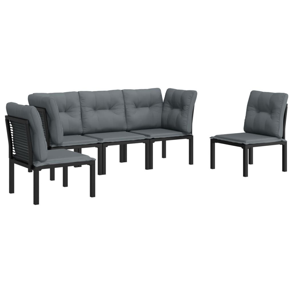 "2026 Aktion" 5-tlg. Garten-Lounge-Set - CLORIS - Balkonmöbel/Terassenmöbel - Schwarz und Grau Poly Rattan DEMöbel 3180924