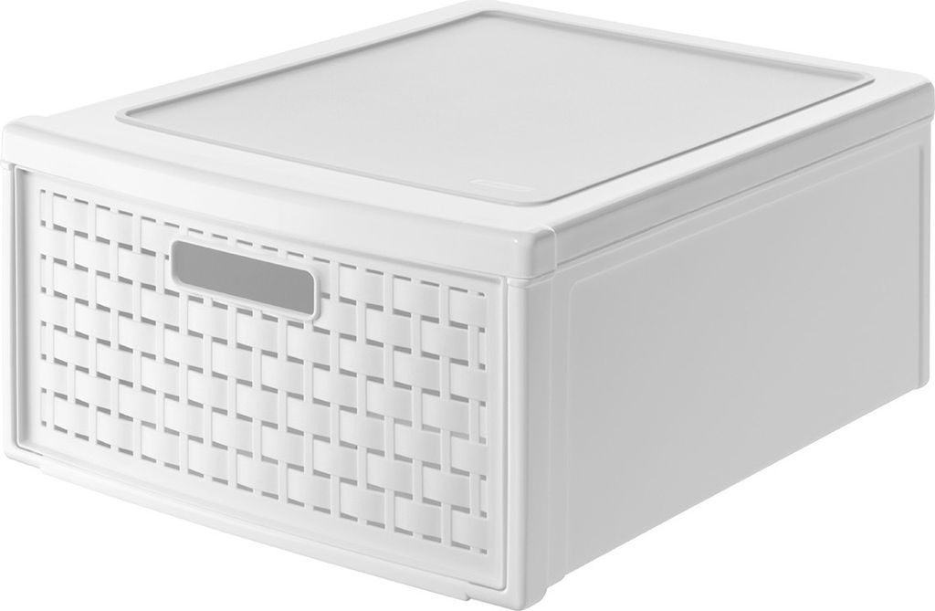 Rotho Schubladenbox Country 19,2 L - Aufbewahrungsbox 45 x 34 x 20 cm - Organizer aus Kunststoff in Rattan-Optik - Schubladen Organizer stapelbar