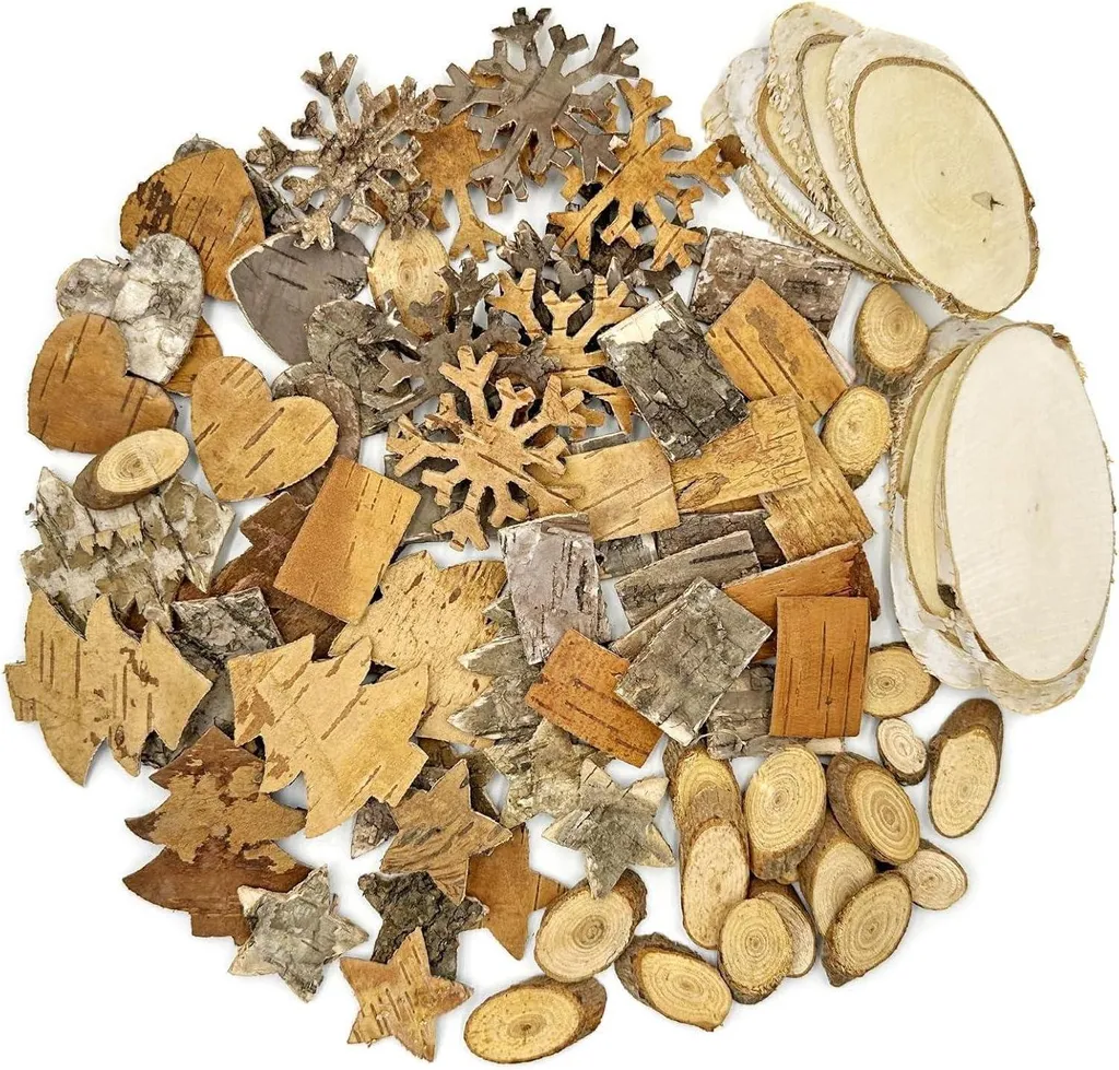 Set Fai-da-te Natale Pextian 82 Pezzi Legno e Corteccia d'Albero