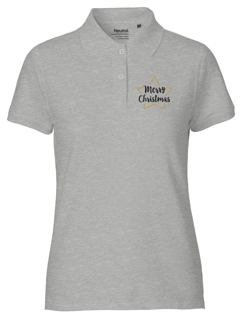 Huuraa Damen Polo Shirt Weihnachtsstern Merry Christmas S Sport Grey Bio Baumwolle Fairtrade Poloshirt Geschenkidee