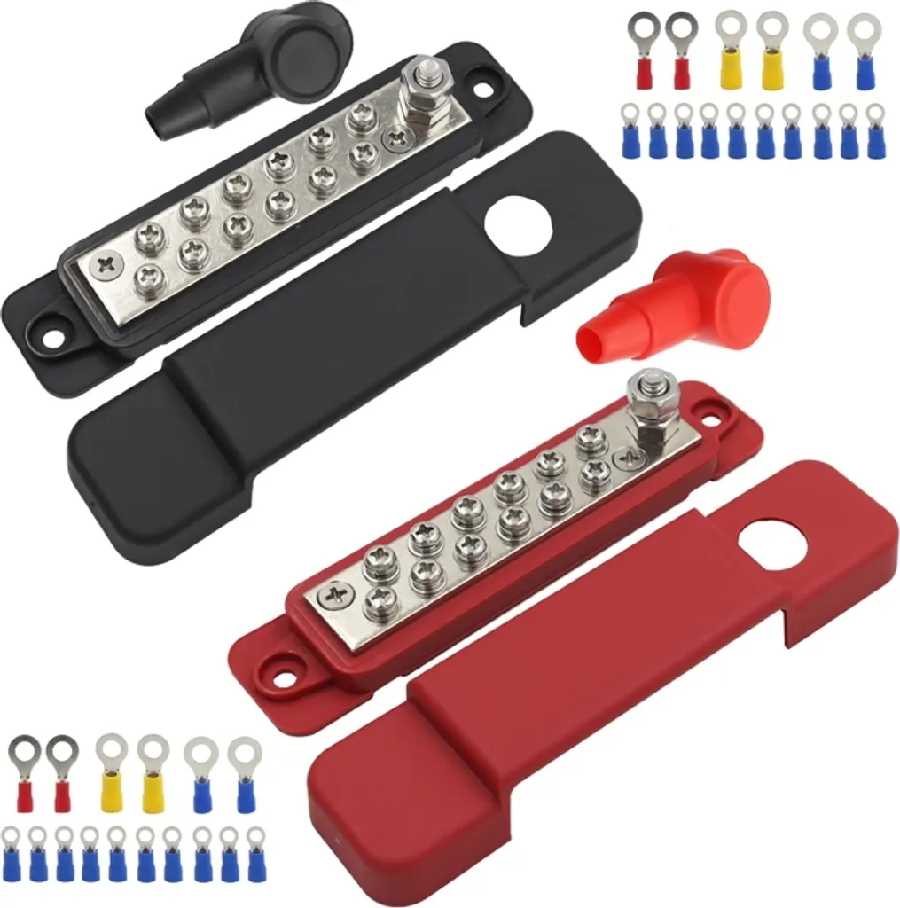 Blocco Distribuzione Marina 48V 180A - Bus Bar Acciaio Inox 12 Punti
